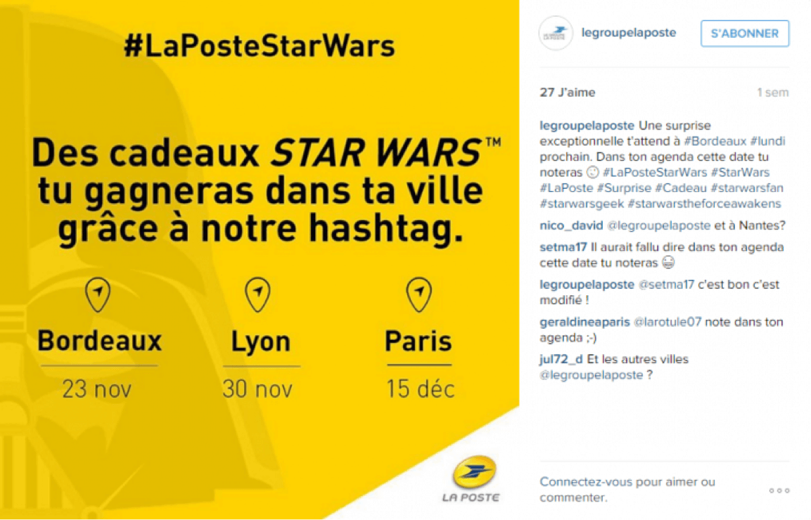exemple de post campagne #LaPosteStarWars