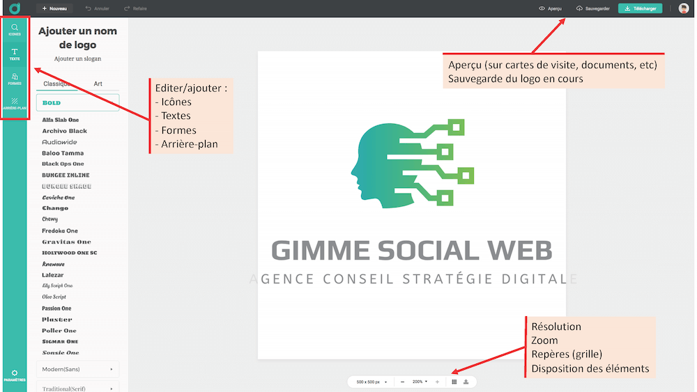 créer un logo gratuit dashboard 1
