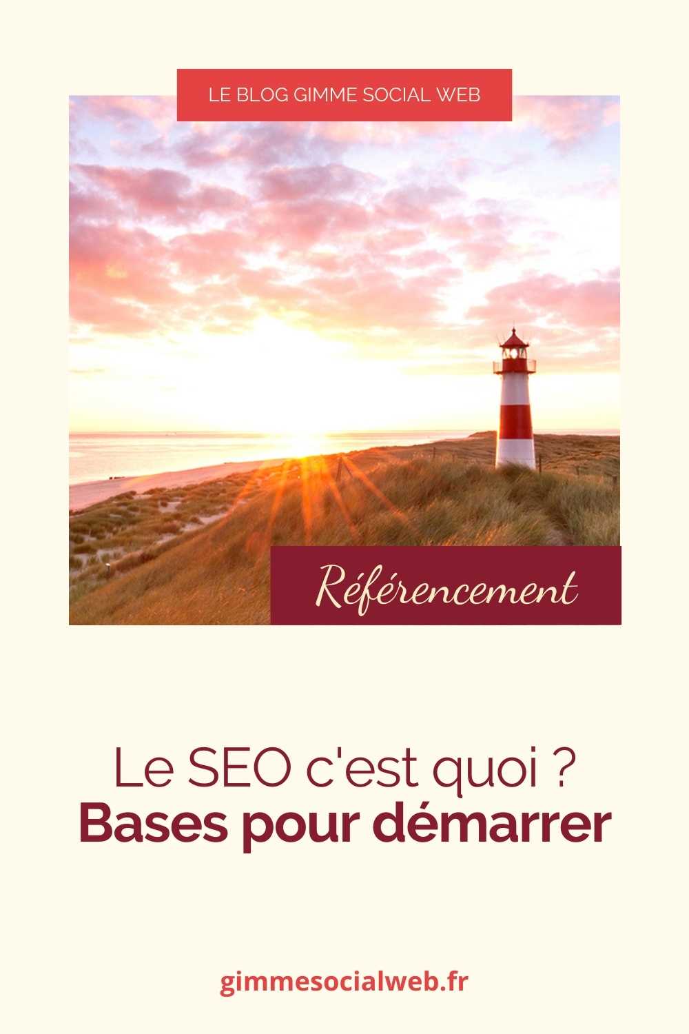Phare breton et soleil levant + cover Epingle Pinterest - SEO c'est quoi