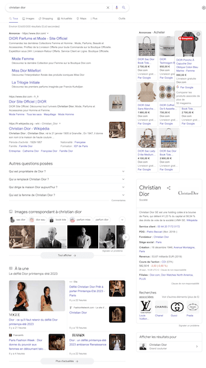 SEO c'est quoi résultats recherche christian dior