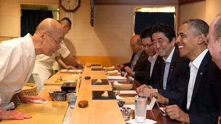 Barack Obama et Shinto Abe dans le meilleur restaurant japonais du monde