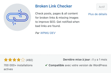 Broken Link Checker - plugin pour les liens cassés